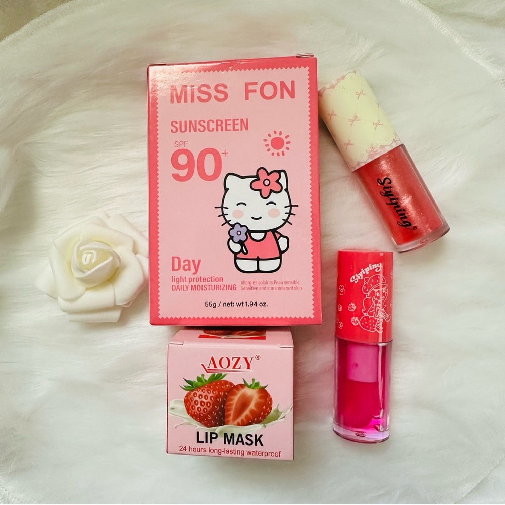 Miss Fon Sunscreen & Aozy Lip Mask 4-Piece Set – NWT ☀️💋